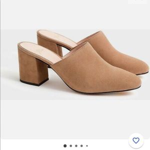 J crew suede high block heel mules